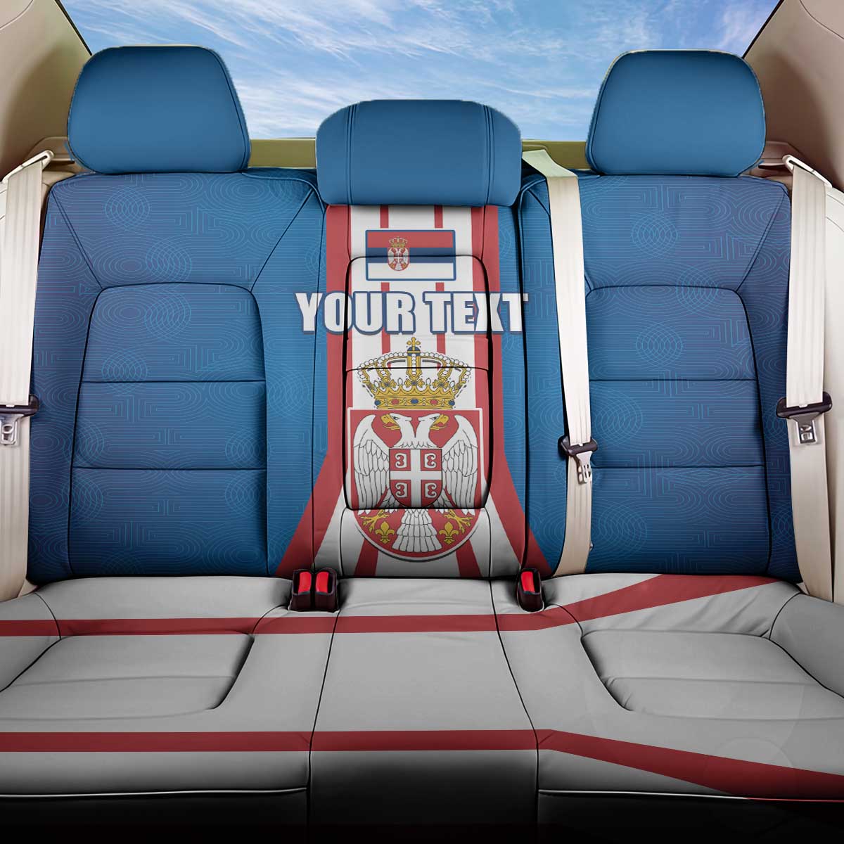 Personalized Serbia Coat of Arms Back Car Seat Cover The Serbian Eagle and Serbian cross