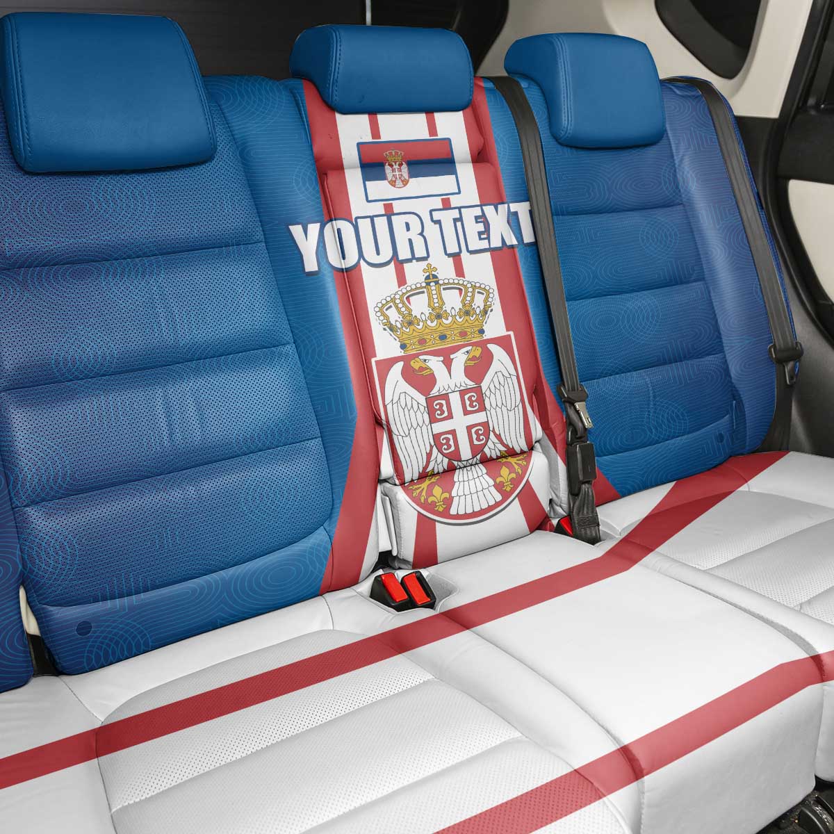 Personalized Serbia Coat of Arms Back Car Seat Cover The Serbian Eagle and Serbian cross