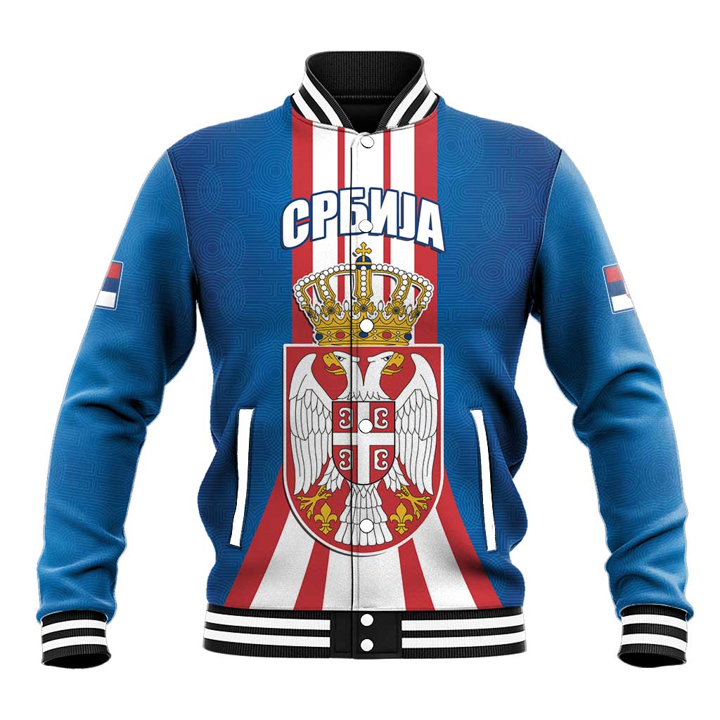 Personalized Serbia Coat of Arms Baseball Jacket The Serbian Eagle and Serbian cross