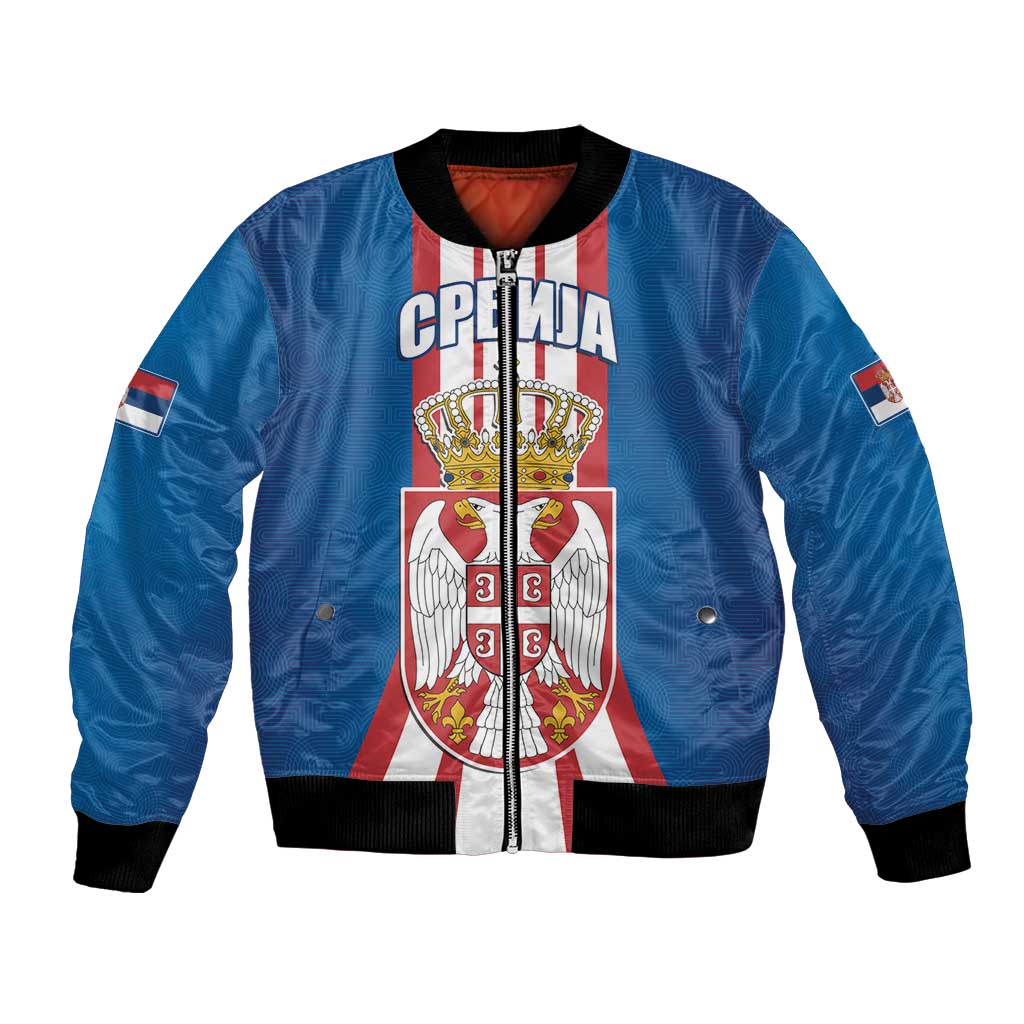 Personalized Serbia Coat of Arms Bomber Jacket The Serbian Eagle and Serbian cross