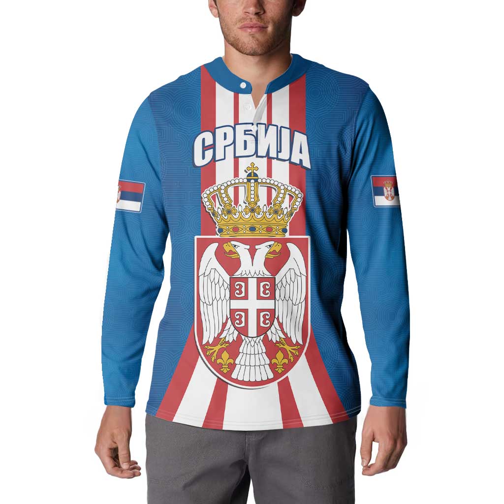Personalized Serbia Coat of Arms Button Sweatshirt The Serbian Eagle and Serbian cross