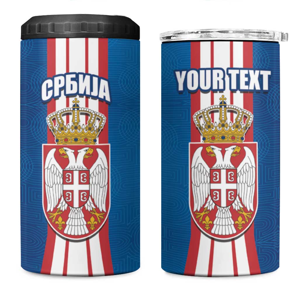 Personalized Serbia Coat of Arms 4 in 1 Can Cooler Tumbler The Serbian Eagle and Serbian cross