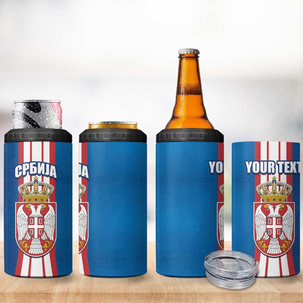 Personalized Serbia Coat of Arms 4 in 1 Can Cooler Tumbler The Serbian Eagle and Serbian cross