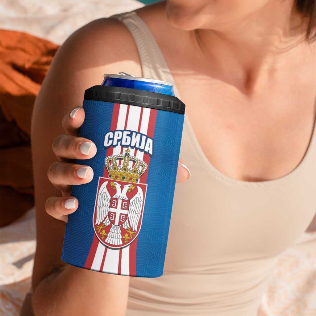 Personalized Serbia Coat of Arms 4 in 1 Can Cooler Tumbler The Serbian Eagle and Serbian cross