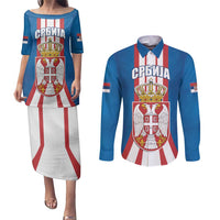 Personalized Serbia Coat of Arms Couples Matching Puletasi and Long Sleeve Button Shirt The Serbian Eagle and Serbian cross