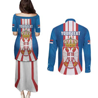 Personalized Serbia Coat of Arms Couples Matching Puletasi and Long Sleeve Button Shirt The Serbian Eagle and Serbian cross