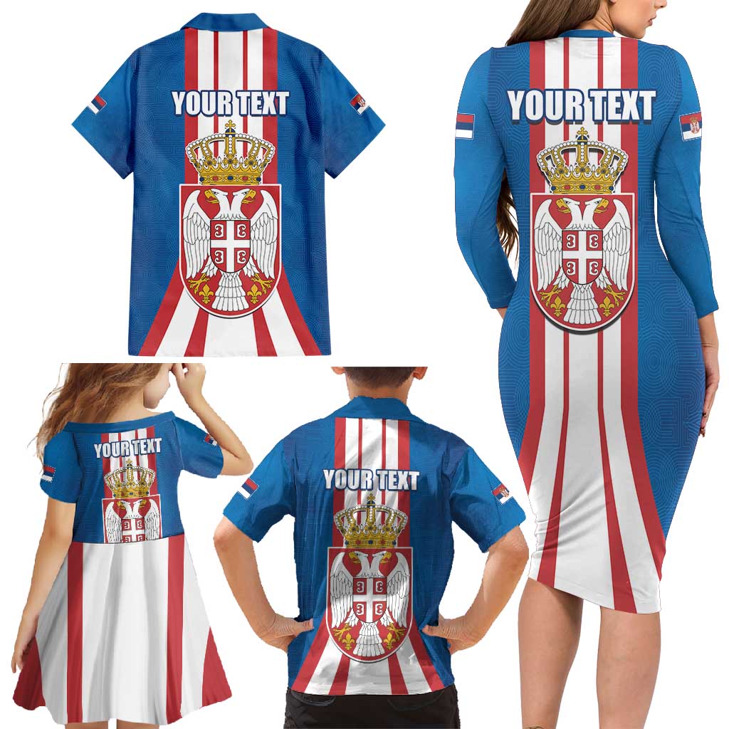 Personalized Serbia Coat of Arms Family Matching Long Sleeve Bodycon Dress and Hawaiian Shirt The Serbian Eagle and Serbian cross