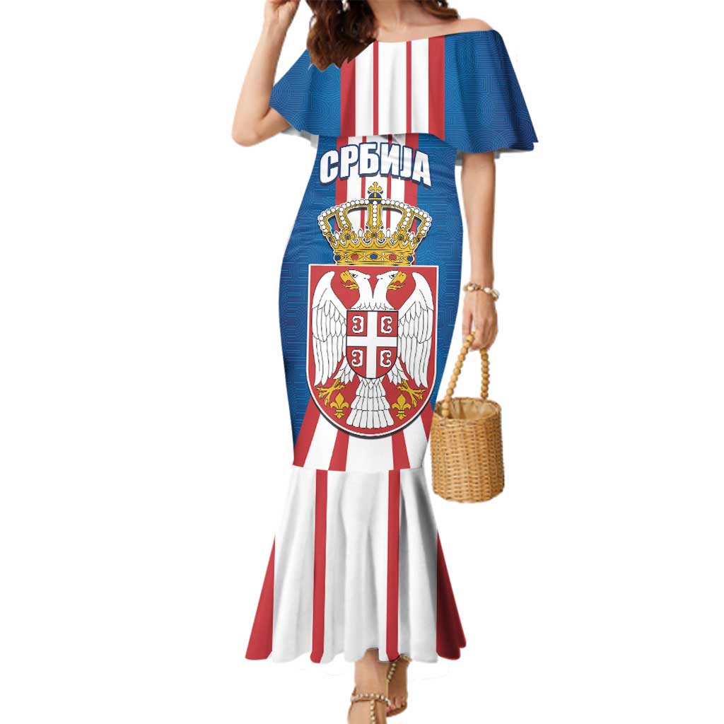 Personalized Serbia Coat of Arms Family Matching Mermaid Dress and Hawaiian Shirt The Serbian Eagle and Serbian cross
