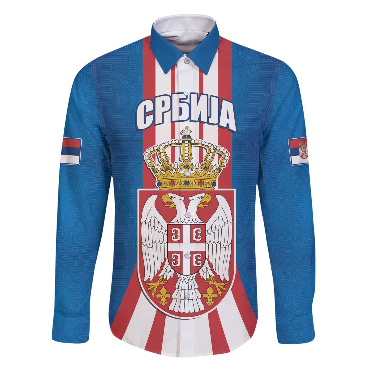 Personalized Serbia Coat of Arms Family Matching Off The Shoulder Long Sleeve Dress and Hawaiian Shirt The Serbian Eagle and Serbian cross