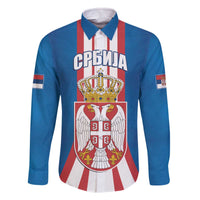 Personalized Serbia Coat of Arms Family Matching Off The Shoulder Long Sleeve Dress and Hawaiian Shirt The Serbian Eagle and Serbian cross