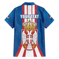 Personalized Serbia Coat of Arms Family Matching Off Shoulder Short Dress and Hawaiian Shirt The Serbian Eagle and Serbian cross