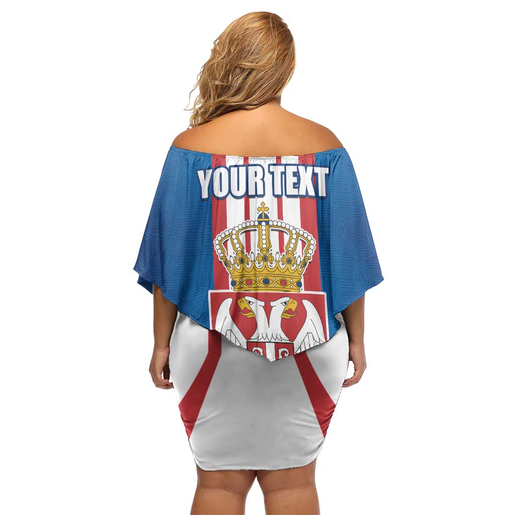 Personalized Serbia Coat of Arms Family Matching Off Shoulder Short Dress and Hawaiian Shirt The Serbian Eagle and Serbian cross
