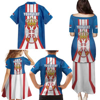 Personalized Serbia Coat of Arms Family Matching Puletasi and Hawaiian Shirt The Serbian Eagle and Serbian cross