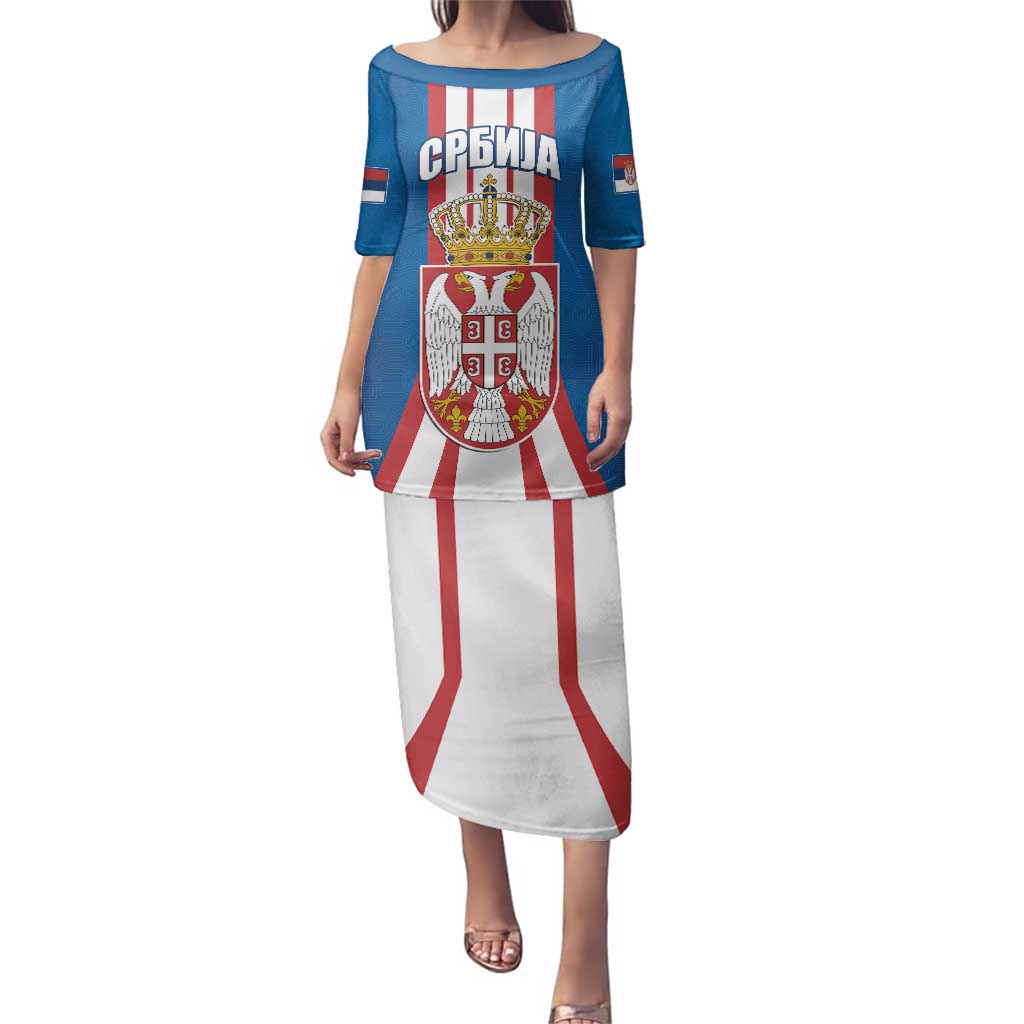 Personalized Serbia Coat of Arms Family Matching Puletasi and Hawaiian Shirt The Serbian Eagle and Serbian cross