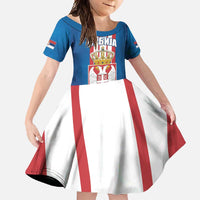 Personalized Serbia Coat of Arms Family Matching Short Sleeve Bodycon Dress and Hawaiian Shirt The Serbian Eagle and Serbian cross