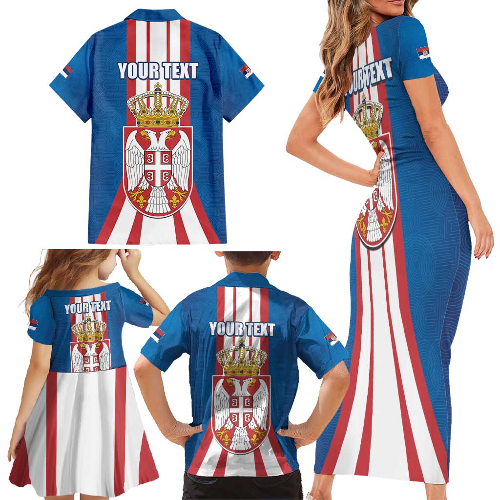 Personalized Serbia Coat of Arms Family Matching Short Sleeve Bodycon Dress and Hawaiian Shirt The Serbian Eagle and Serbian cross