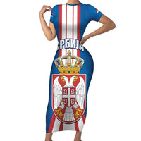 Personalized Serbia Coat of Arms Family Matching Short Sleeve Bodycon Dress and Hawaiian Shirt The Serbian Eagle and Serbian cross