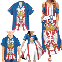 Personalized Serbia Coat of Arms Family Matching Summer Maxi Dress and Hawaiian Shirt The Serbian Eagle and Serbian cross