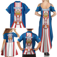 Personalized Serbia Coat of Arms Family Matching Summer Maxi Dress and Hawaiian Shirt The Serbian Eagle and Serbian cross
