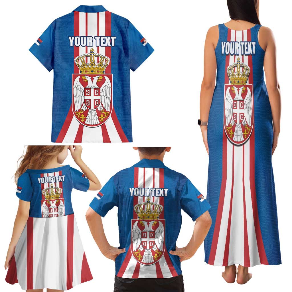 Personalized Serbia Coat of Arms Family Matching Tank Maxi Dress and Hawaiian Shirt The Serbian Eagle and Serbian cross