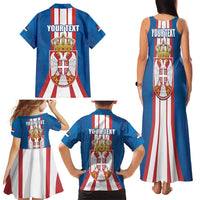 Personalized Serbia Coat of Arms Family Matching Tank Maxi Dress and Hawaiian Shirt The Serbian Eagle and Serbian cross