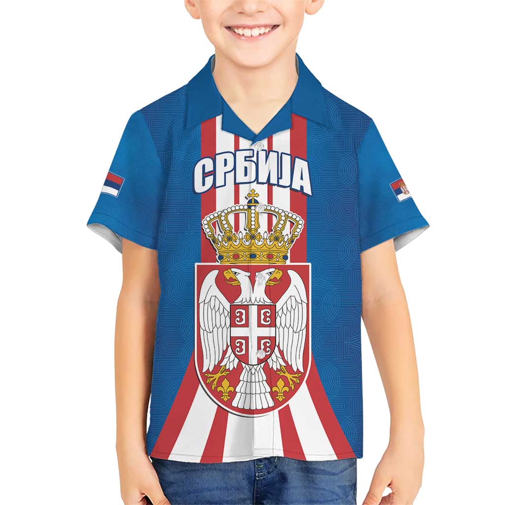 Personalized Serbia Coat of Arms Kid Hawaiian Shirt The Serbian Eagle and Serbian cross