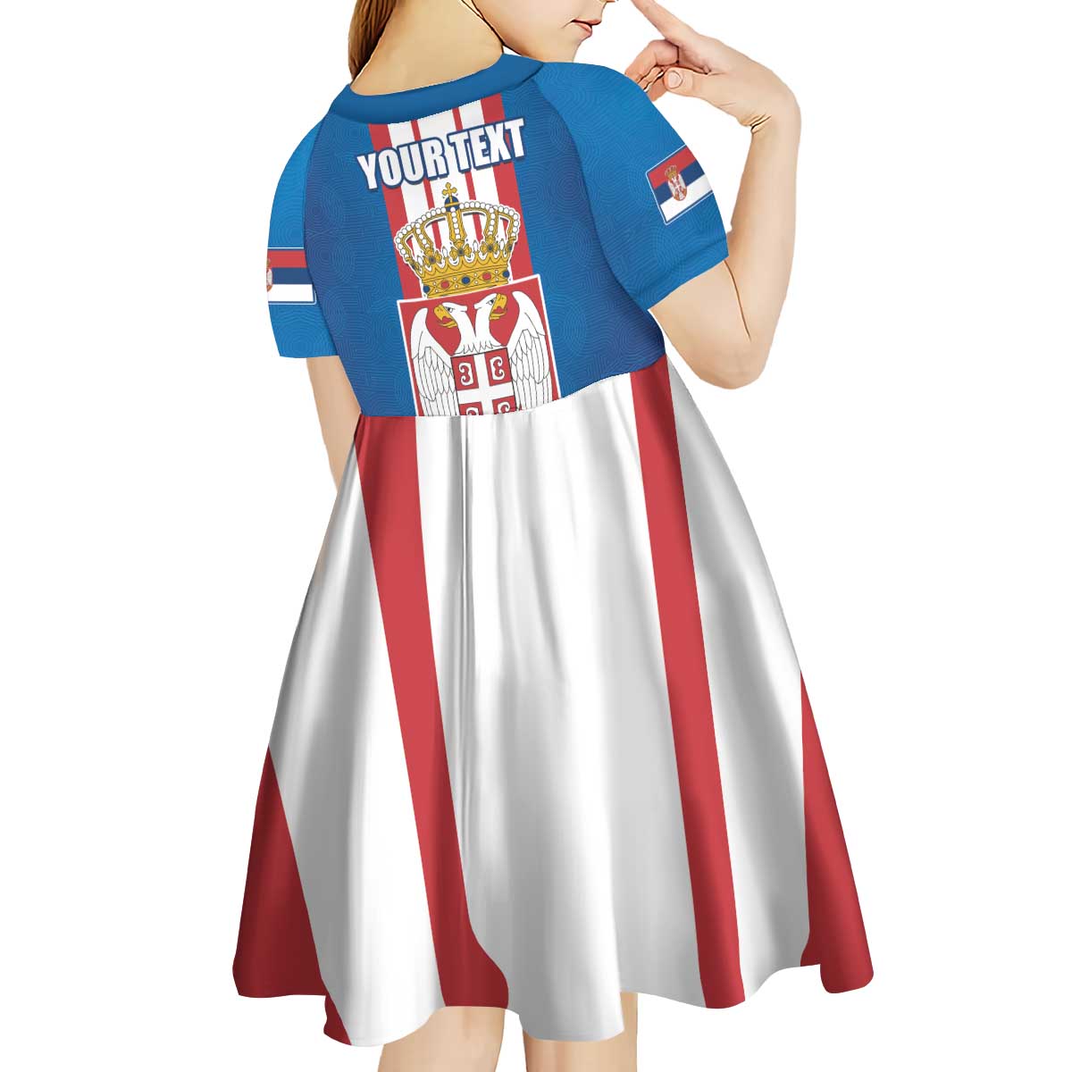 Personalized Serbia Coat of Arms Kid Short Sleeve Dress The Serbian Eagle and Serbian cross
