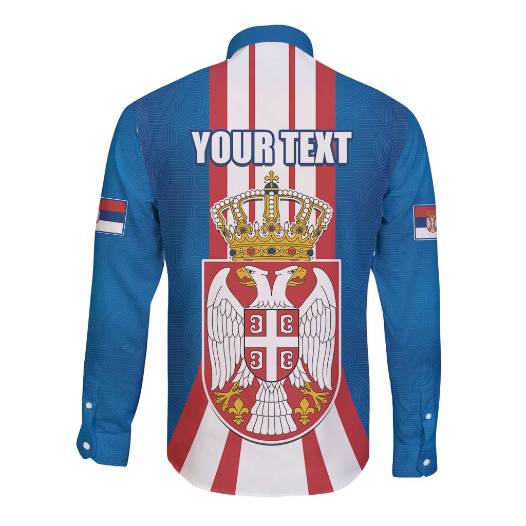 Personalized Serbia Coat of Arms Long Sleeve Button Shirt The Serbian Eagle and Serbian cross