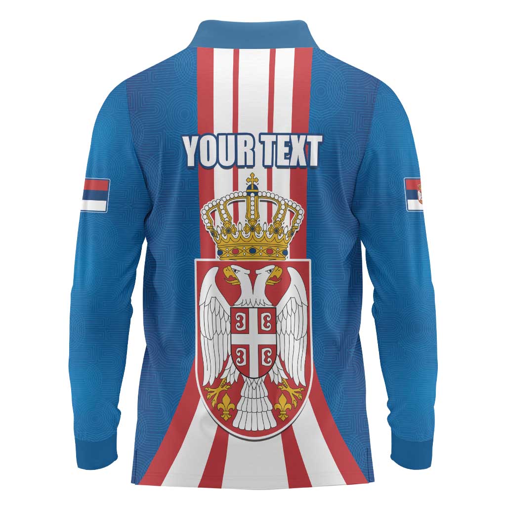 Personalized Serbia Coat of Arms Long Sleeve Polo Shirt The Serbian Eagle and Serbian cross