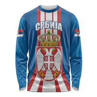 Personalized Serbia Coat of Arms Long Sleeve Shirt The Serbian Eagle and Serbian cross