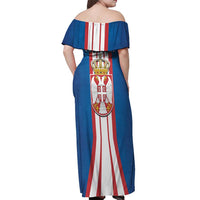 Personalized Serbia Coat of Arms Off Shoulder Maxi Dress The Serbian Eagle and Serbian cross