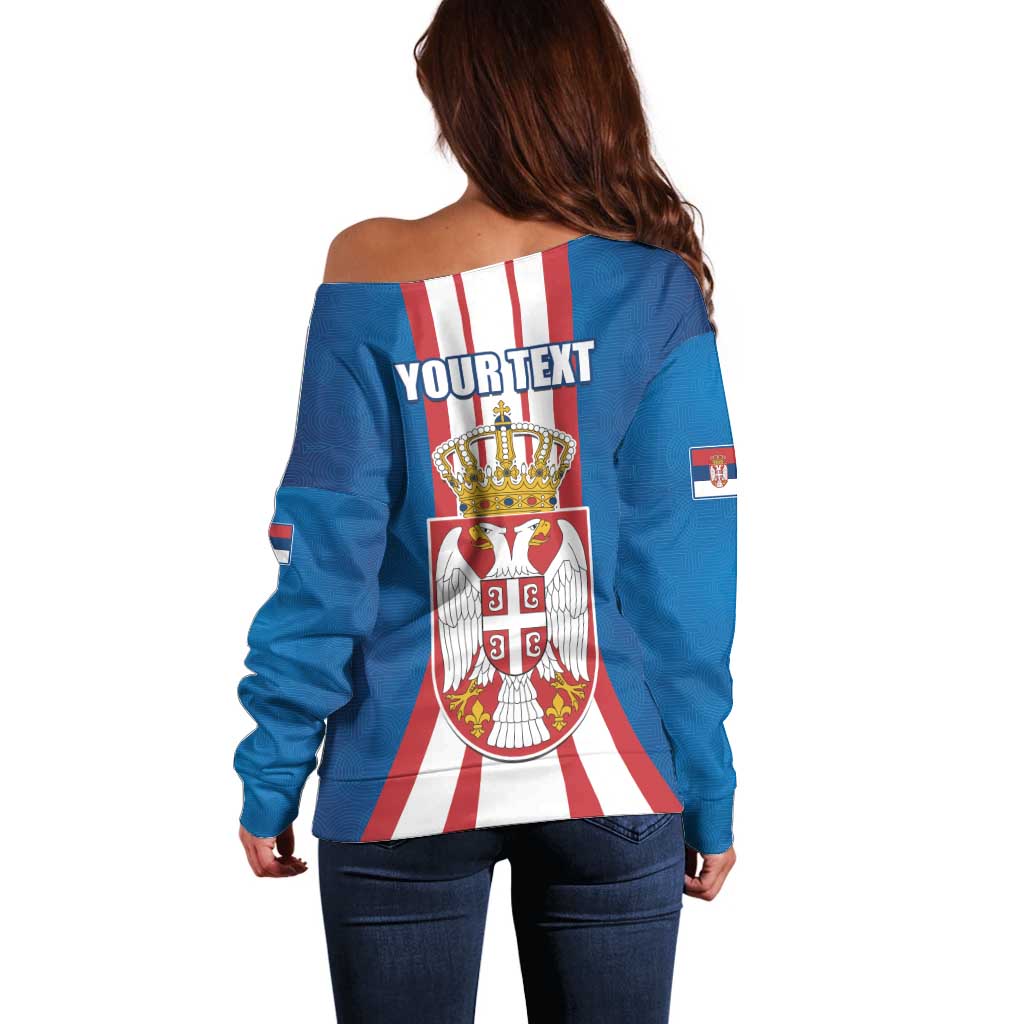 Personalized Serbia Coat of Arms Off Shoulder Sweater The Serbian Eagle and Serbian cross