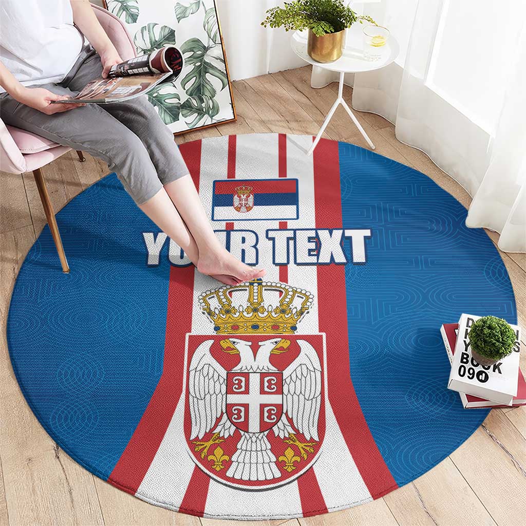 Personalized Serbia Coat of Arms Round Carpet The Serbian Eagle and Serbian cross