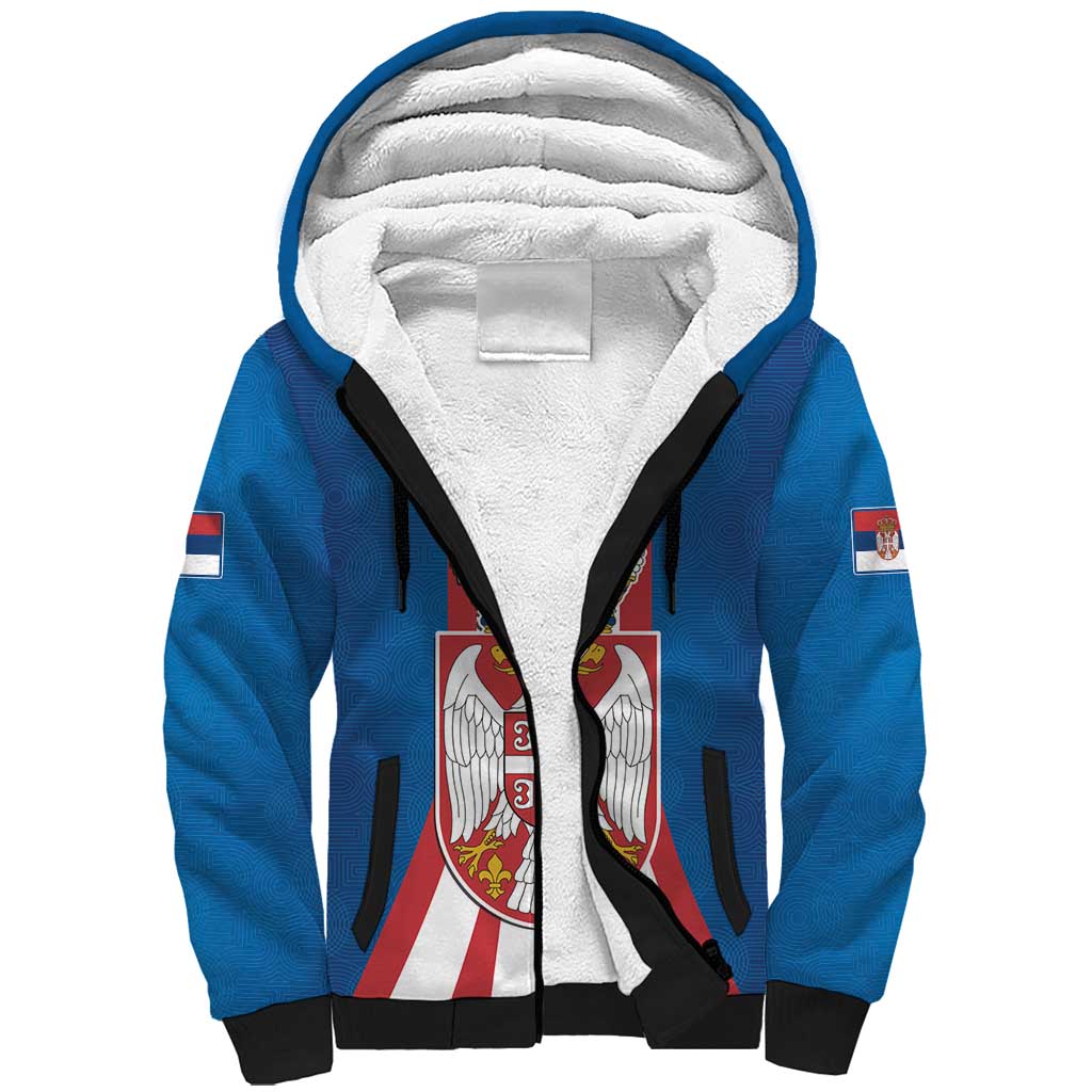 Personalized Serbia Coat of Arms Sherpa Hoodie The Serbian Eagle and Serbian cross
