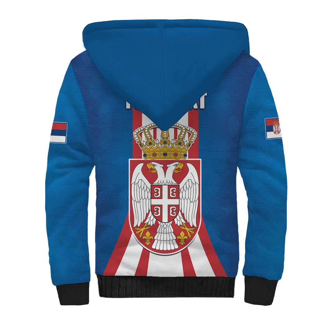 Personalized Serbia Coat of Arms Sherpa Hoodie The Serbian Eagle and Serbian cross