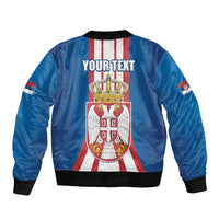 Personalized Serbia Coat of Arms Sleeve Zip Bomber Jacket The Serbian Eagle and Serbian cross
