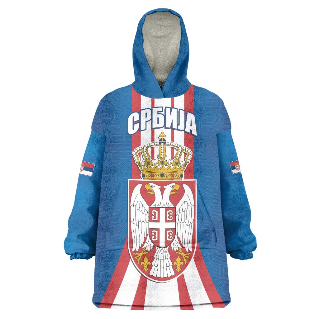 Personalized Serbia Coat of Arms Wearable Blanket Hoodie The Serbian Eagle and Serbian cross