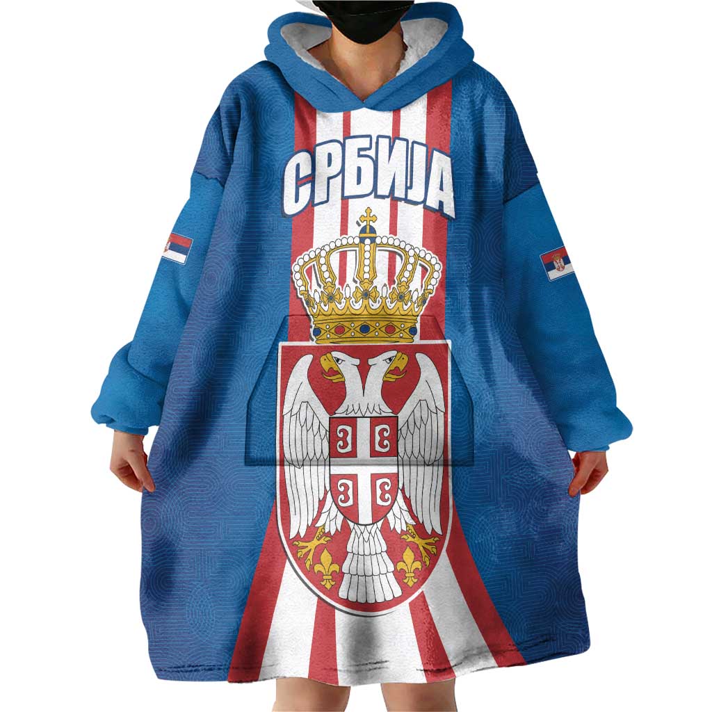 Personalized Serbia Coat of Arms Wearable Blanket Hoodie The Serbian Eagle and Serbian cross