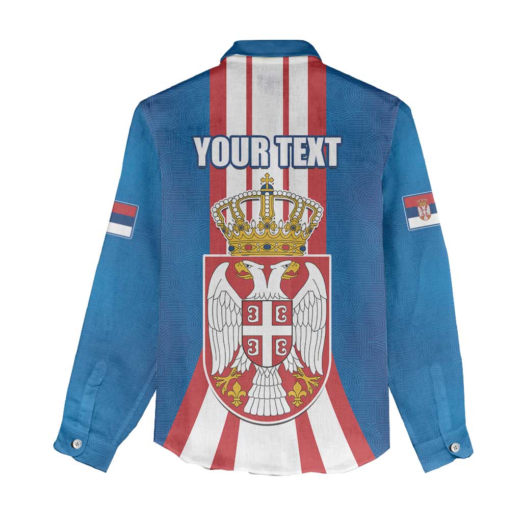 Personalized Serbia Coat of Arms Women Casual Shirt The Serbian Eagle and Serbian cross