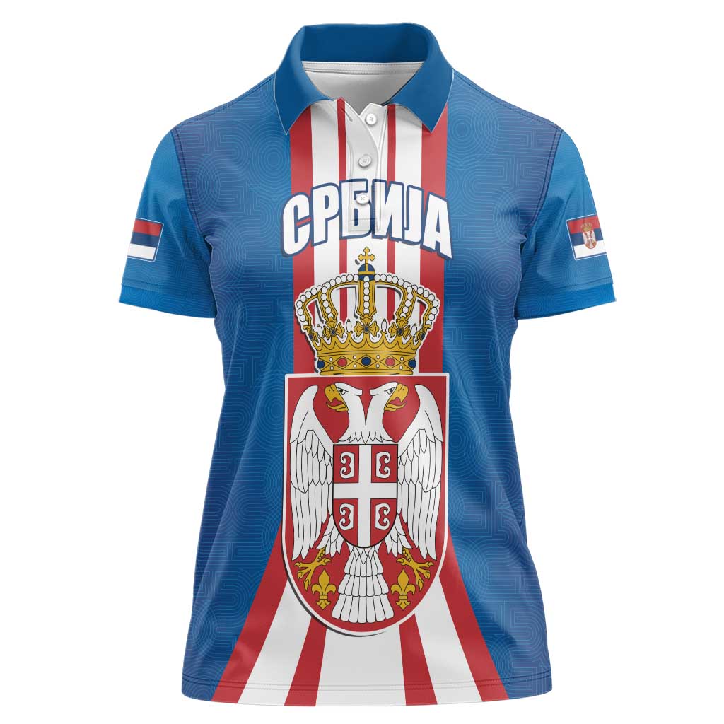 Personalized Serbia Coat of Arms Women Polo Shirt The Serbian Eagle and Serbian cross