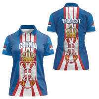 Personalized Serbia Coat of Arms Women Polo Shirt The Serbian Eagle and Serbian cross