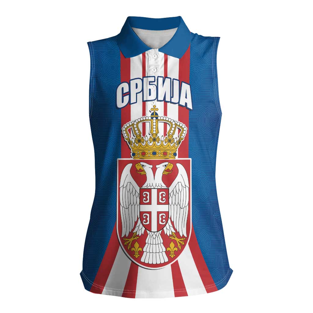 Personalized Serbia Coat of Arms Women Sleeveless Polo Shirt The Serbian Eagle and Serbian cross