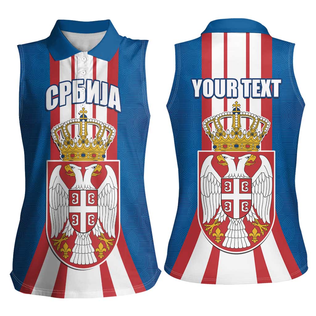 Personalized Serbia Coat of Arms Women Sleeveless Polo Shirt The Serbian Eagle and Serbian cross
