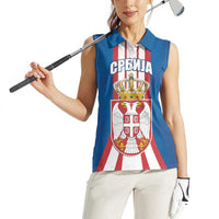 Personalized Serbia Coat of Arms Women Sleeveless Polo Shirt The Serbian Eagle and Serbian cross
