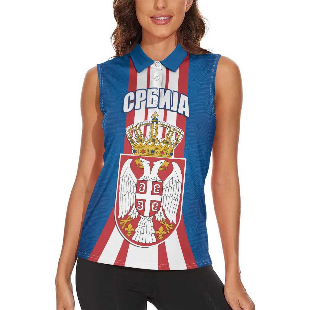 Personalized Serbia Coat of Arms Women Sleeveless Polo Shirt The Serbian Eagle and Serbian cross