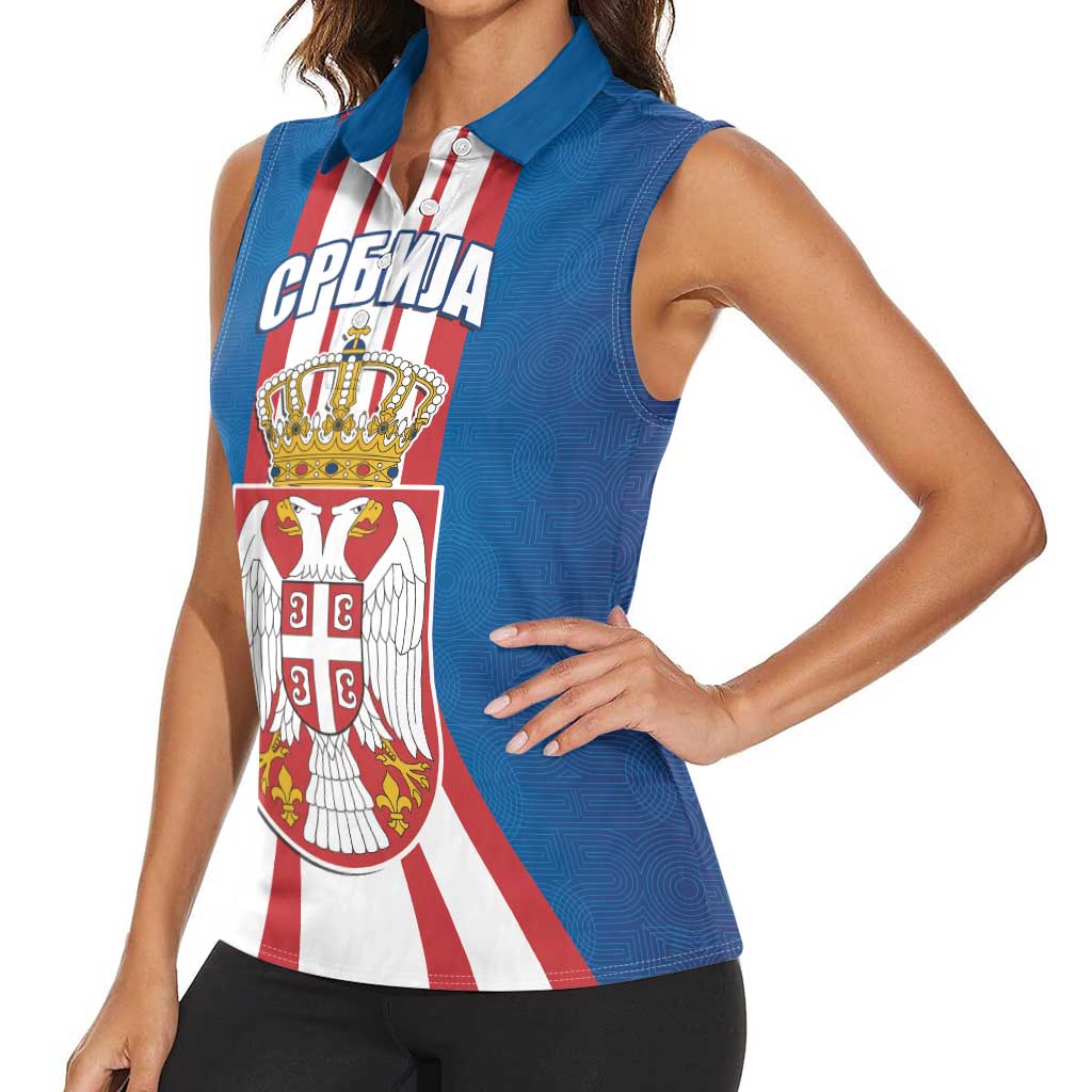 Personalized Serbia Coat of Arms Women Sleeveless Polo Shirt The Serbian Eagle and Serbian cross
