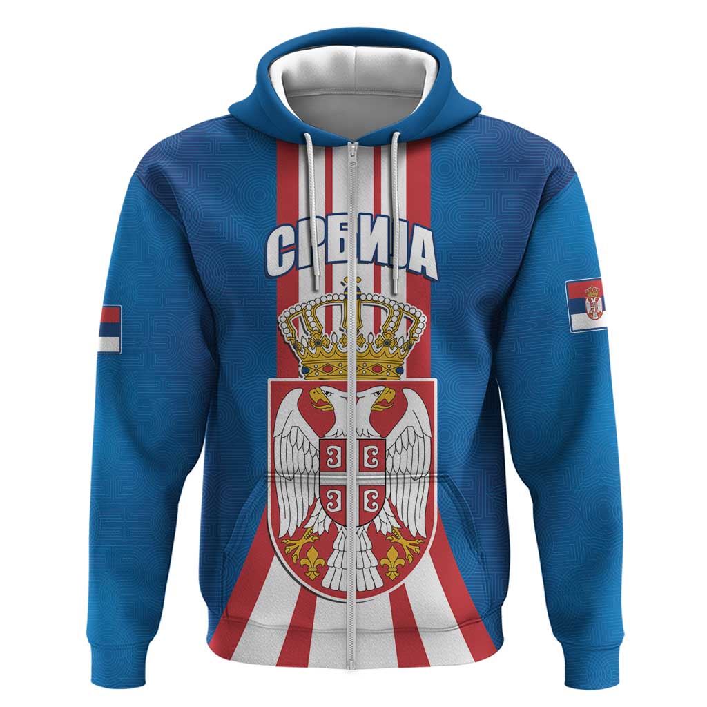 Personalized Serbia Coat of Arms Zip Hoodie The Serbian Eagle and Serbian cross