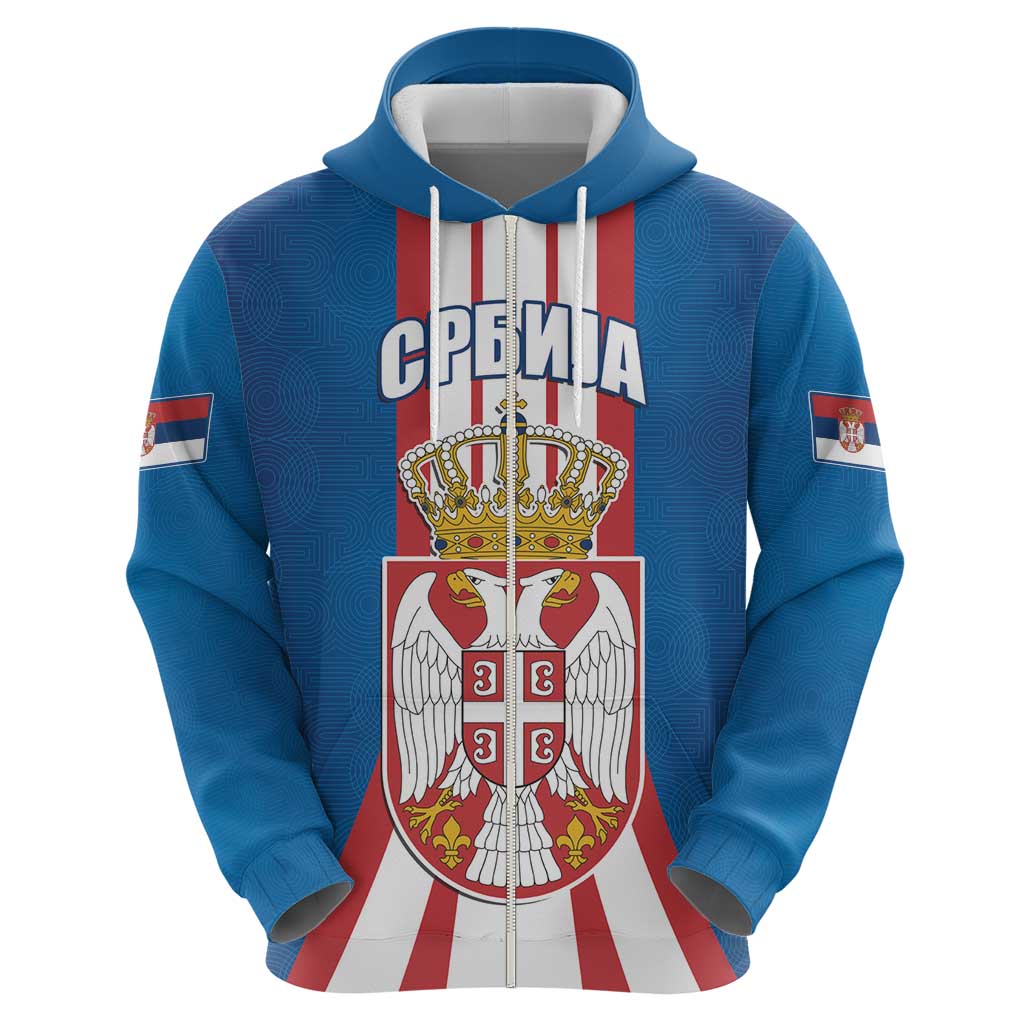 Personalized Serbia Coat of Arms Zip Hoodie The Serbian Eagle and Serbian cross