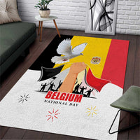Belgian National Day Area Rug 21th July Flag with Dove