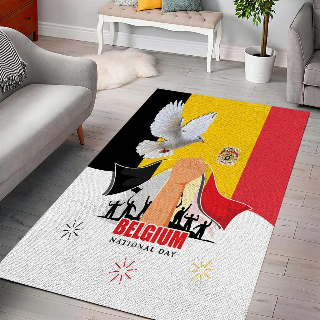 Belgian National Day Area Rug 21th July Flag with Dove